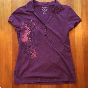 Womens short sleeve top with collar